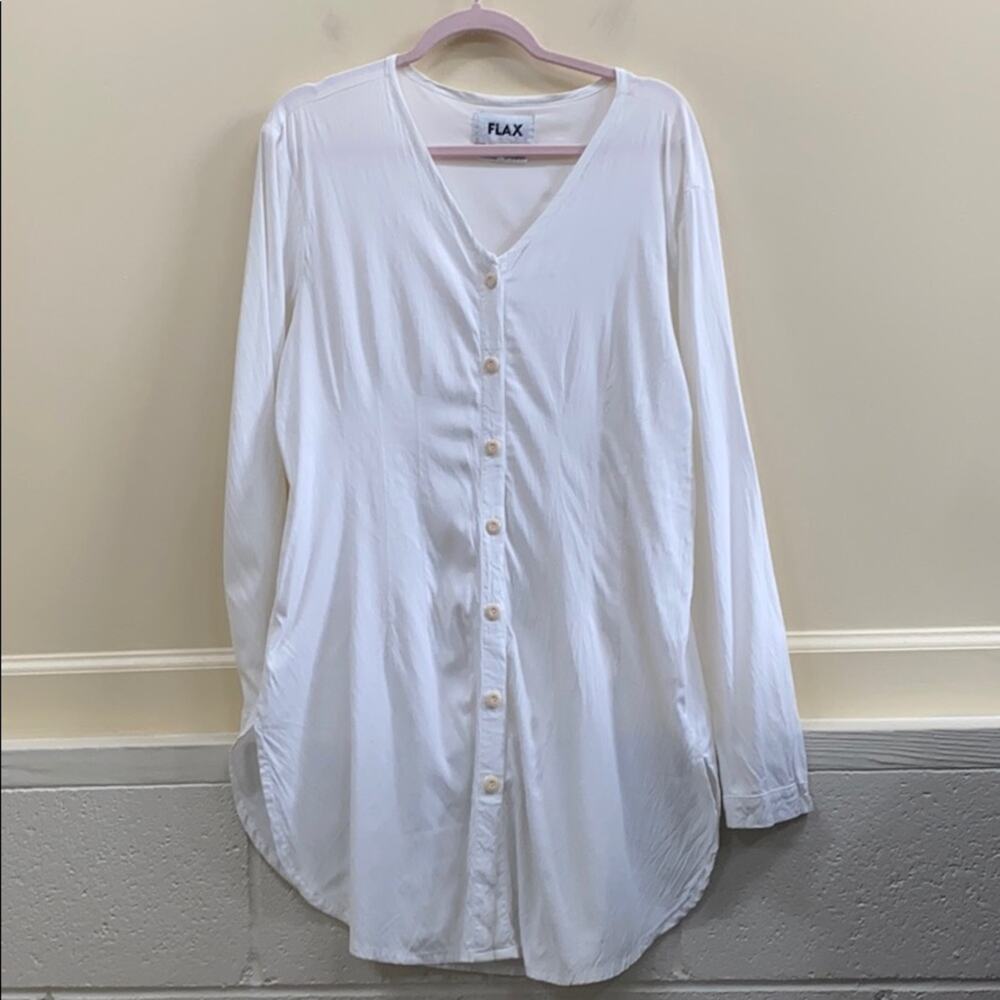 Flax vintage women’s size small white button down blouse top